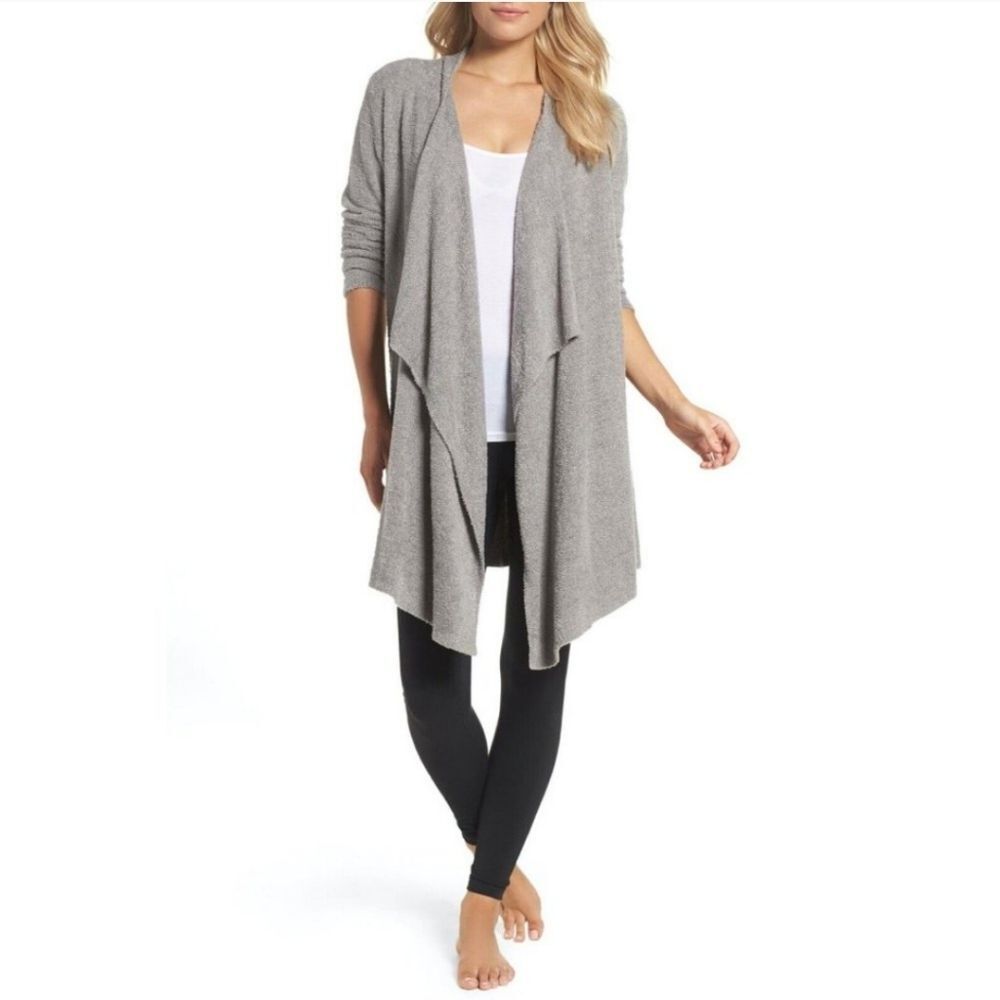Barefoot Dreams Bamboo Chic Lite Calypso wrap gray open front cardigan sweater